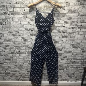 EUC One Clothing Los Angeles Navy Polka Dot Jumpsuit Size XS